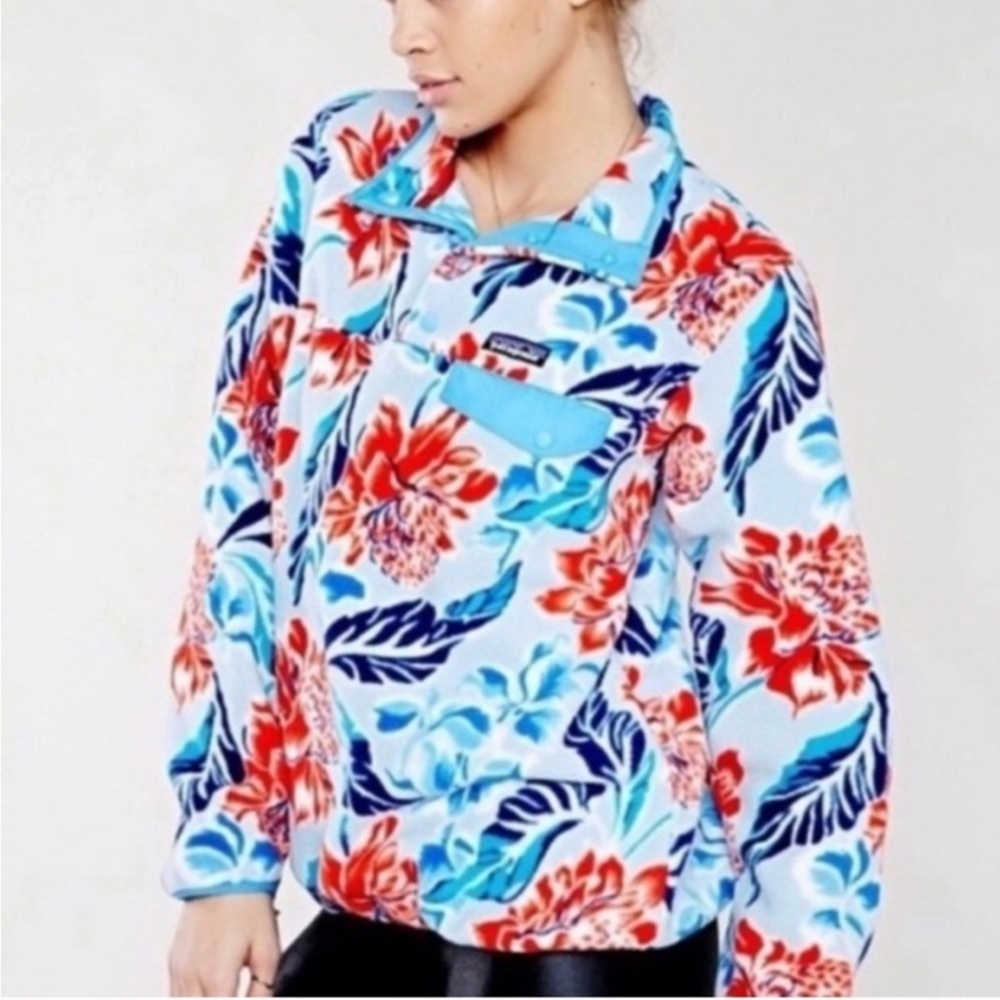 Patagonia Floral Synchilla Fleece Jacket Size  Large Hawaiian Flower Print